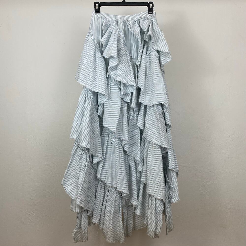 Free People Rock The Runway Maxi Skirt - Sky Blue Combo - Size Small